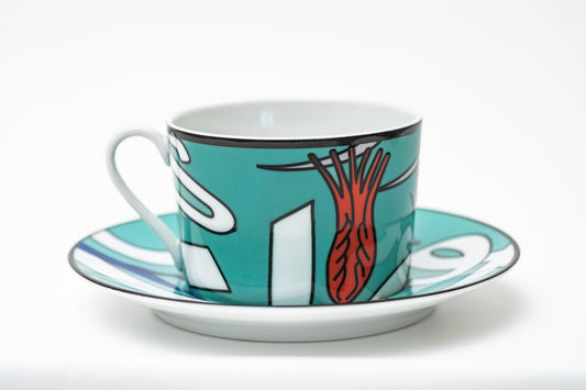 Calligraphy Tea Cups With Saucers